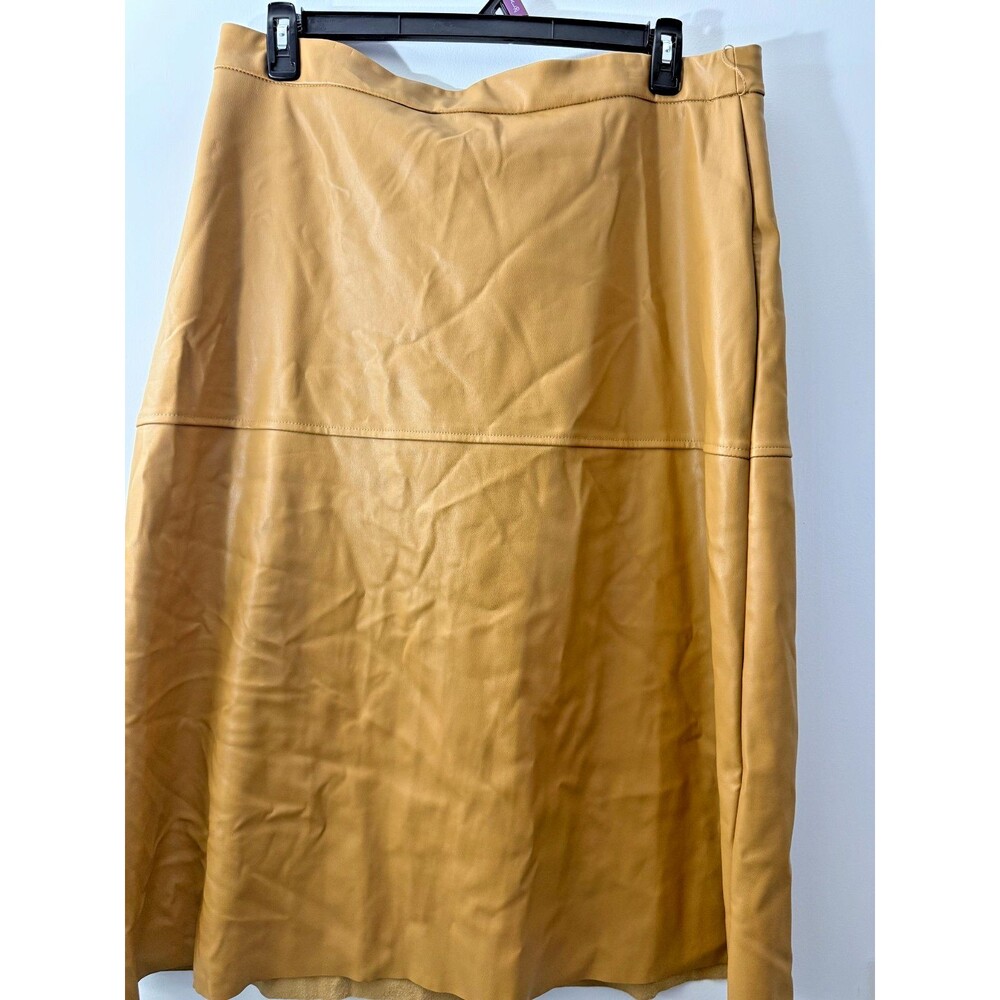 Faux Leather Midi Full Skirt Women s Fall Vibes Brown Classy Scandi Capsule 16